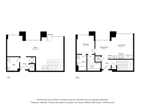 a diagram of two floor plans of a house